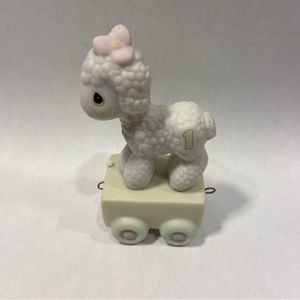 Precious Moments birthday train 1 lamb pink bow 1985. Happy Birthday Little Lamb